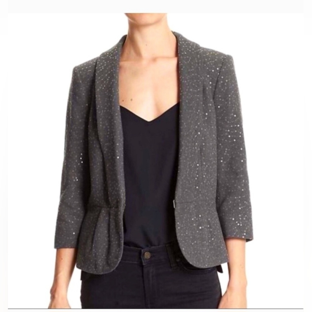 Banana Republic Gray 3/4 Sleeve Sequin Blazer Jacket Size 8 NEW